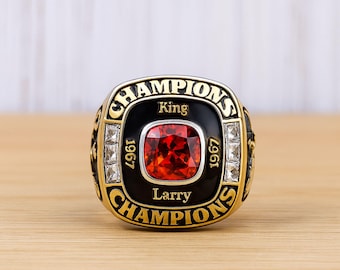 カスタム刻印入りパーソナライズドチャンピオンリング、メンズチャンキーチャンピオンリング、カラーストーン付きカスタムチャンピオンリング