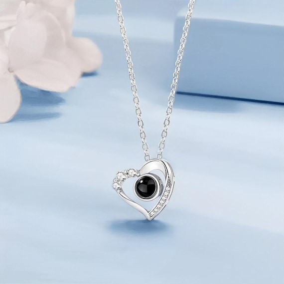 Buy Custom Love Heart Photo Projection Necklace, 925 Sterling