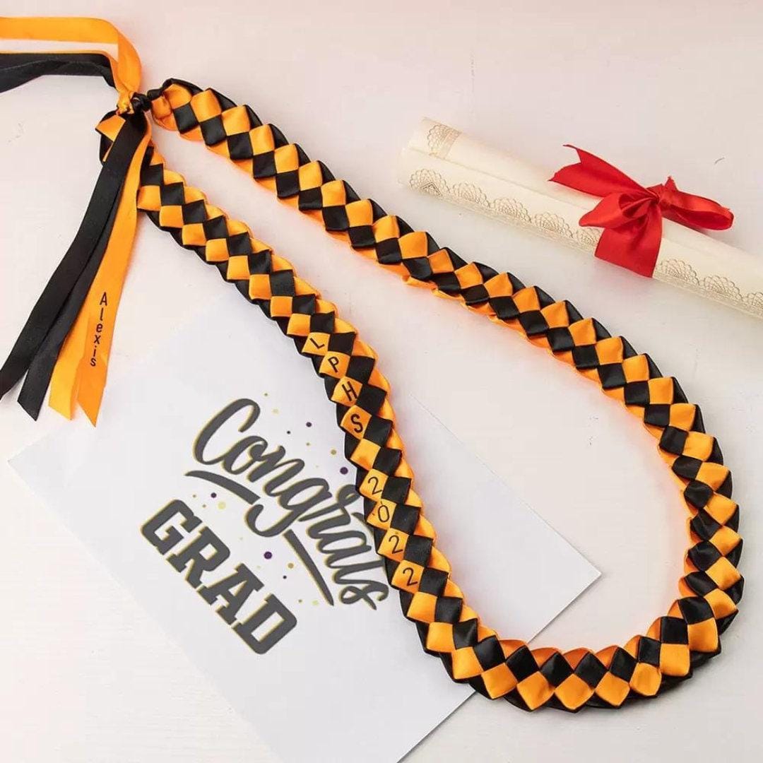 Graduation Honor Ribbon Lei With Custom Name, Senior/graduate Accessory ...