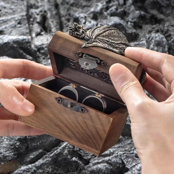 Boîte à bagues dragon personnalisée avec nom, boîte à bagues personnalisée en bois pour proposition, mariage, fiançailles, pour les amateurs de dragon, boîte gravée