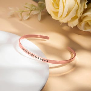 Custom Engraved Adjustable Simple Bangle in Gold/Silver/Rose Gold, Personalized Message/Name Bangle, Waterproof/Tarnishproof Jewelry Gift