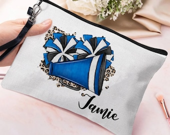 Personalized Name Cheerleading Cosmetic Bag Linen Travel Makeup