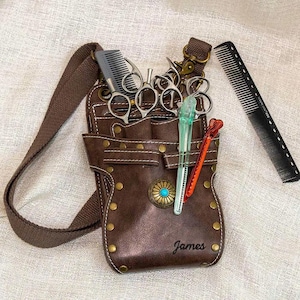 Benutzerdefinierte Name Friseur Schere Gürteltasche, Friseur Werkzeuge Beutel mit Gürtel, Leder Friseur / Friseur Zubehör