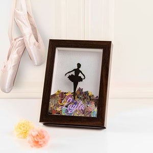 Dansspeld displaydoos met aangepaste naam + danshouding, gepersonaliseerde dansspeld schaduwdoos, dansmedaille display, cadeau voor danseres/ballerina