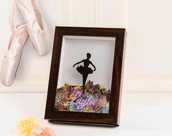 Dance Pin Display Box with Custom Name + Dance Pose, Personalized Dance Pin Shadow Box, Dance Medal Display, Gift for Dancer/Ballerina