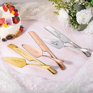 Personalized Wedding Cake Cutting Set (2pcs), Engraved Cake Knife and Server with Names and Date, Customized Wedding Cake Knife Set Keepsake