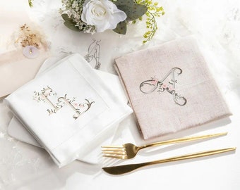 Floral wedding monogram napkins