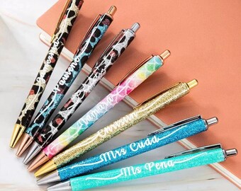 グリッターボールペン 名前入りグリッターペン、引き込み式ボールペン、書き心地が滑らかな