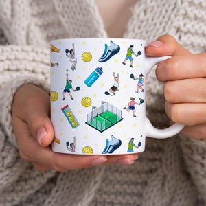 Padel Mug - Padel Inspired Print 11oz Ceramic Mug for Fans & Enthusiasts, Fun Gifts and Sports Drinkware
