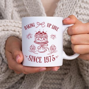 Baking Custom Year 11oz Ceramic Mug, Baking Up Love Since Custom Year Mug, Baker & Chefs Gifts, Baking Lovers Customizable Drinkware