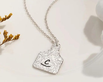 Cattle Tag-ketting, aangepaste initiaal van 925 sterlingzilver, ideaal cadeau voor boeren en koeienliefhebbers, sieraden voor plattelandsmeisjes