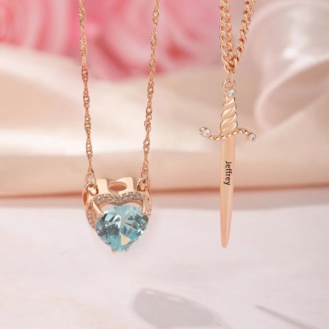 Buy Heart & Sword Necklace Set, Custom Jewelry Set for Couples