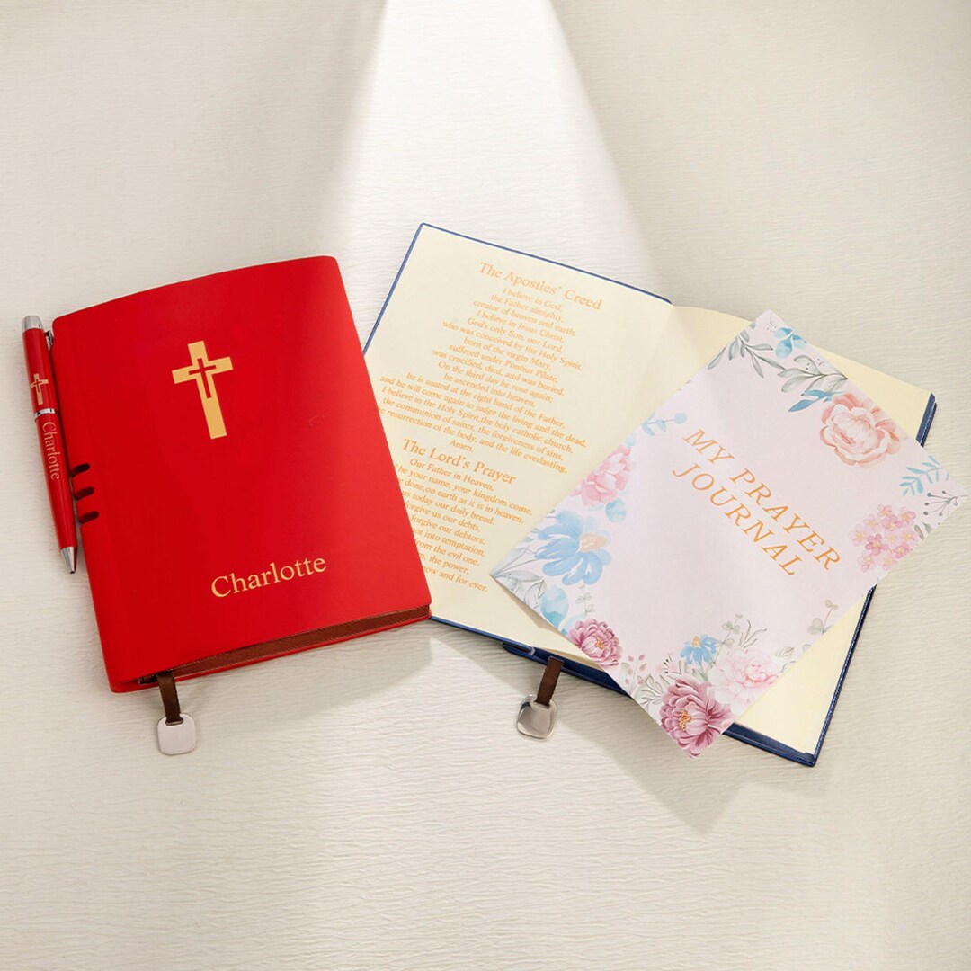 Cross Notebook Personalized Cross Notebook With Name, Leather Journal With Ribbon ...