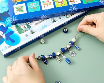 Bracelet calendrier de l'Avent 2024 – Compte à rebours de 24 jours avec 22 perles à breloques et 2 bracelets, cadeau parfait pour filles, adolescentes et adultes (C Bracelet calendrier de l'Avent 2024 – Compte à rebours de 24 jours avec 22 perles à breloques et 2 bracelets, cadeau parfait pour filles, adolescentes et adultes (C