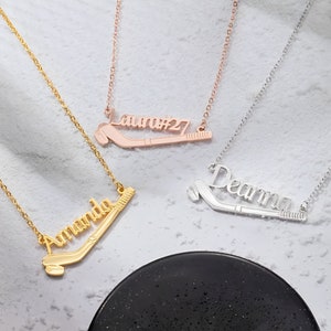 Personalized Name Ice Hockey Necklace, Sterling Silver Necklace, Hockey Lover Gift, Gift for Hockey Player/Hockey Mom/Coach, Sporty Necklace
