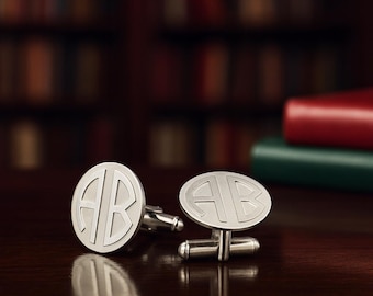 Gemelos con iniciales personalizadas para hombre, de latón o plata de ley 925 con monograma de disco, un regalo elegante para él, gemelos para padrinos de boda.