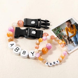Anpassat halsband och armband för husdjur, matchande set med pärlhalsband och armband för vänskap och ägare, tillbehör till husdjursälskare och presenter