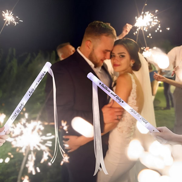 Custom Name/Message Wedding Ribbon Wands with Lights, Wedding LED Ribbon Wands, Wedding Favors Ideas/Wedding Reception Decor, Wedding Gifts