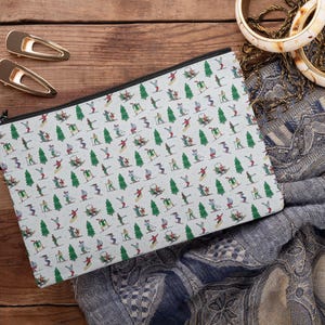 Skiing Landscape Printed Pencil Case Make up Bag, Winter Ski Travel Pouch, Skier Travel Pouch, Skiing Fan Gift Ideas, Skier Accessory Pouch