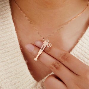 Personalized Baseball Bat Pendant Necklace - Custom Name & Number Sterling Silver Jewelry, Perfect Gift for Baseball Lovers