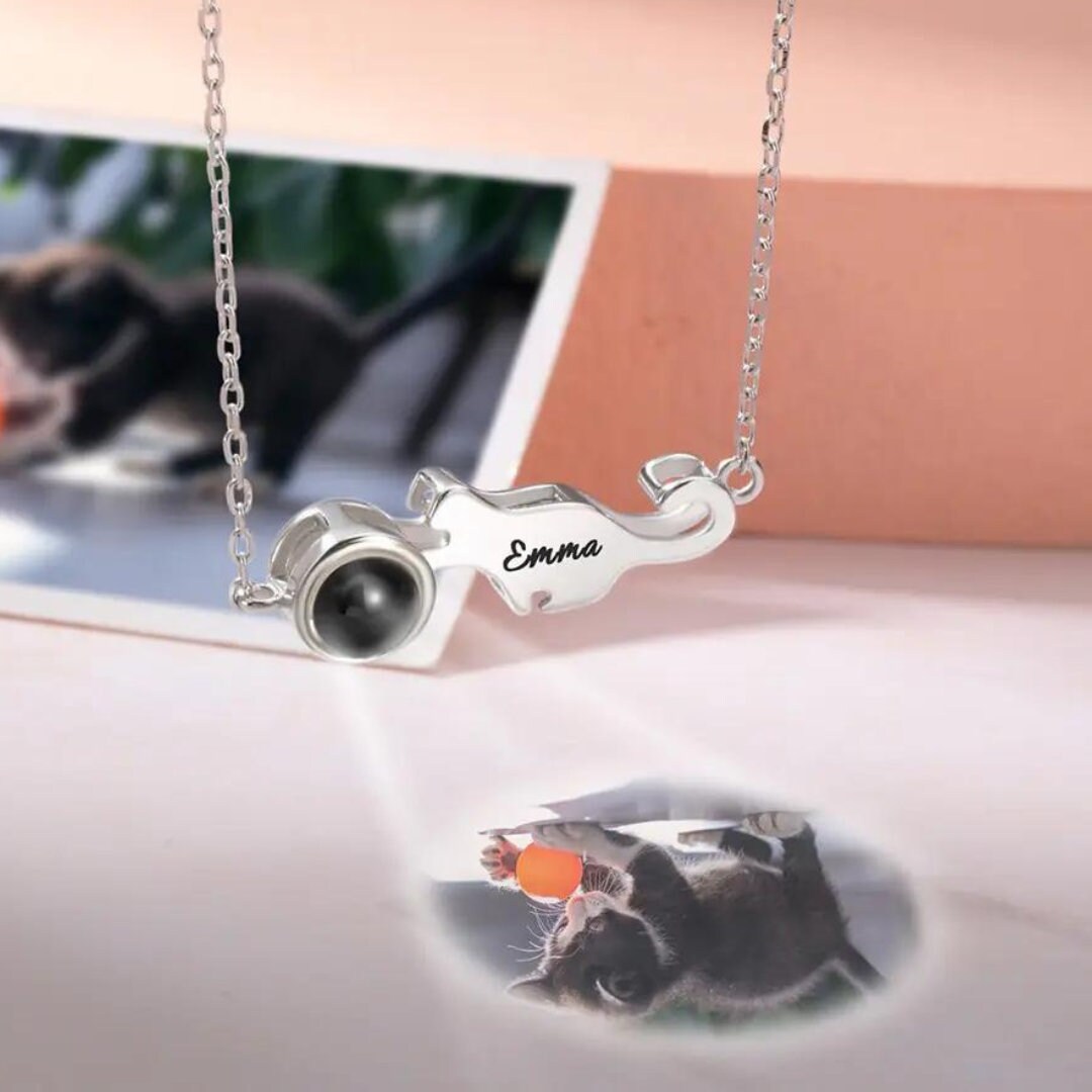 NBYGSC Collana con proiezione di Foto in Argento Sterling 925 per Donne, Collana Personalizzata con proiezione di Foto Amore, Collana con proiezione di Foto, Collana con proiezione di Foto