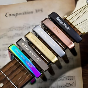 Customized Metal Guitar Capo, Personalized Guitar Accessory, Guitar Capo with Engraved Message, Christmas Gift for Guitar Player/Music lover