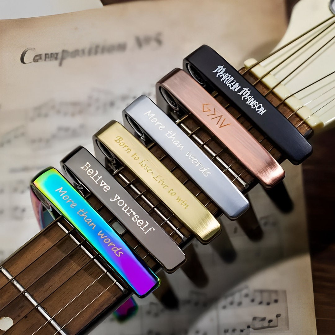 Customized Metal Guitar Capo, Personalized Guitar Accessory, Guitar Capo with Engraved Message, Christmas Gift for Guitar Player/Music lover