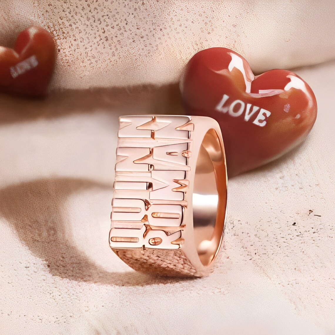 Custom Two Name Chunky Signet Ring, Unisex 2 Names 925 Sterling Silver ...
