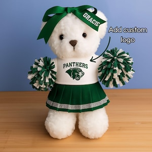 Custom Logo Cheerleading Plush Bear, Custom All-Star Cheer Bears, School Cheer Bears, Cheerleader Custom Uniform Bear, Cheer Team Gift