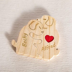 Personalized Wooden Dog Family Puzzle Sign, New Baby Announcement Idea, Family Christmas Gift, Family Love Decoration, Baby Nursery Decor
