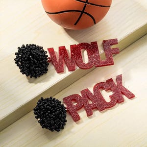 Custom Game Day Team Earrings, Team Name Earrings with Bead PomPoms, Earrings for Cheerleader on Game Day, Sports Fan Personalized Earrings