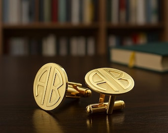 Gemelos con iniciales personalizadas para hombre, de latón o plata de ley 925 con monograma de disco, un regalo elegante para él, gemelos para padrinos de boda.