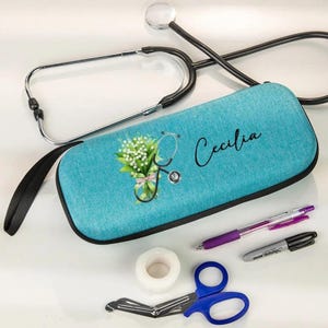 Custom Name Birth Flower Stethoscope Case with Strap, Graduation Nurse Doctor Gift, Medical Student Appreciation Gift, Doctor Custom Gift