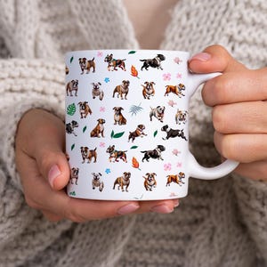 American Bulldog Print 11oz Ceramic Mug, Dog Breed American Bulldog Printed Coffee Cup, Bulldog Owners Gifts, Pet Drinkware for Dog Lovers
