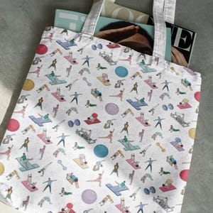 Pilates Print Tote Bag Durable Yoga and Fitness Accessory for Pilates Lovers, Teachers | Unisex Gym Bag & Pilates Gift Idea