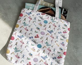 Bolsa de mano con estampado de pilates, accesorio duradero para yoga y fitness para amantes y profesores de pilates. Bolsa de gimnasio unisex y regalo de pilates.