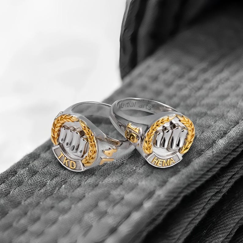 Fist Chain Rings Custom Martial Art Championship Ring, Martial Arts Chunky Ring With ...