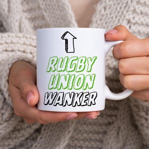 Caneca de cerâmica com citação de &quot;Wanker&quot; do Rugby Union, caneca do Rugby Union, ideia de presente para caneca de fã do Rugby Union, caneca divertida para entusiasta do Rugby, utensílios para bebidas com tema esportivo
