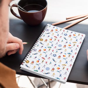 Football Soccer Print Notebook - Spiral Notebook for Journaling & Back to School, Soccer Themed Office Supplies, Gift for Fans