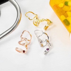 Custom Name + Birthstone Stethoscope ID Tag, Personalized Stethoscope Name Tag, Doctor/Nurse Personalized Graduation Gift Idea