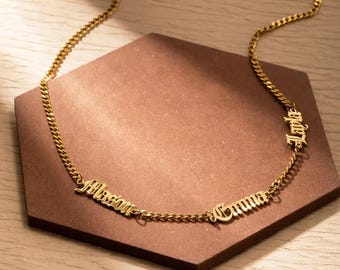 Collar personalizado con varios nombres para hombre, cadena con nombre de estilo inglés antiguo, collar con nombres de familia, regalo de joyería significativo para hombre.