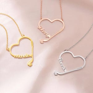 Personalized Hockey Heart Necklace with Custom Name, Hockey Stick & Puck Pendant Minimalist Hockey Themed Jewelry for Players or Coaches