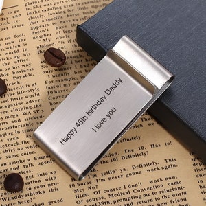 Clip para billetes de acero inoxidable de doble cara personalizado, clip para billetes clásico de acero inoxidable grabado con láser, regalo para papá, abuelo o padrino de boda