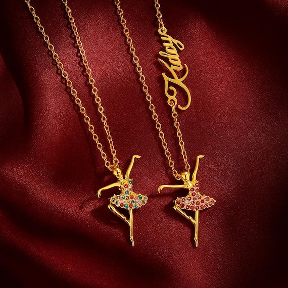 DAYLINLOVE Collana con ballerina, in argento Sterling 925, con cuore, balletto, ballerina, idea regalo per donne
