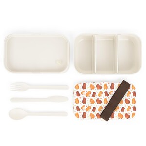 Capybara Print Bento Lunch Box, Kawaii Chibi Style Capybara Bento Lunch Box, Capybara Silicone Lunch Box, Capybara Lunch Box with Utensils image 6