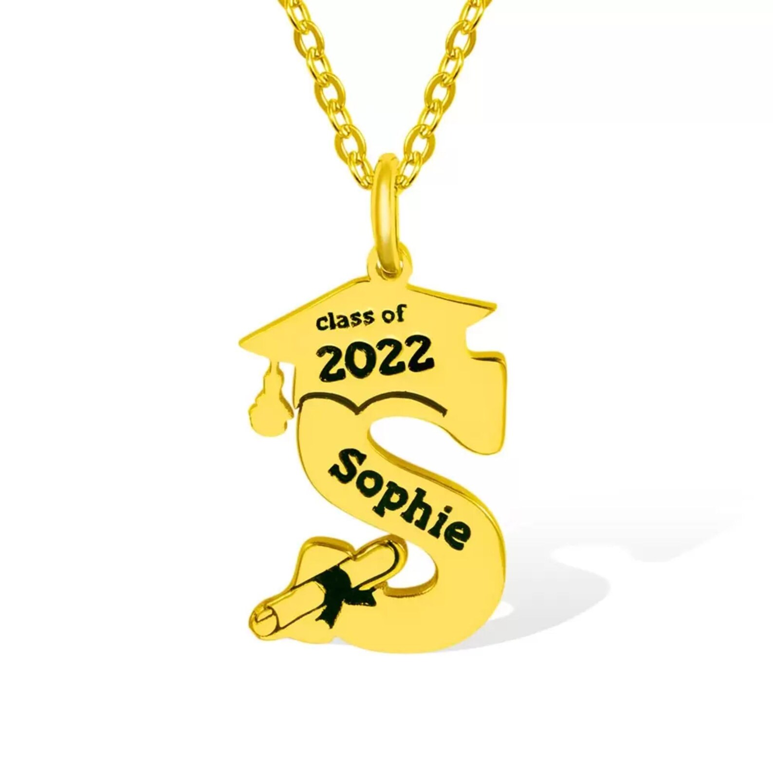 Custom Graduation Letter Necklace or Keychain - Initial Graduation Gift ...