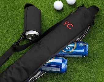 Golf Beer Sleeve | Custom Name Beer Can Cooler Bag for Golfers | Perfect Golf Gift Ideas for Dad & Father's Day