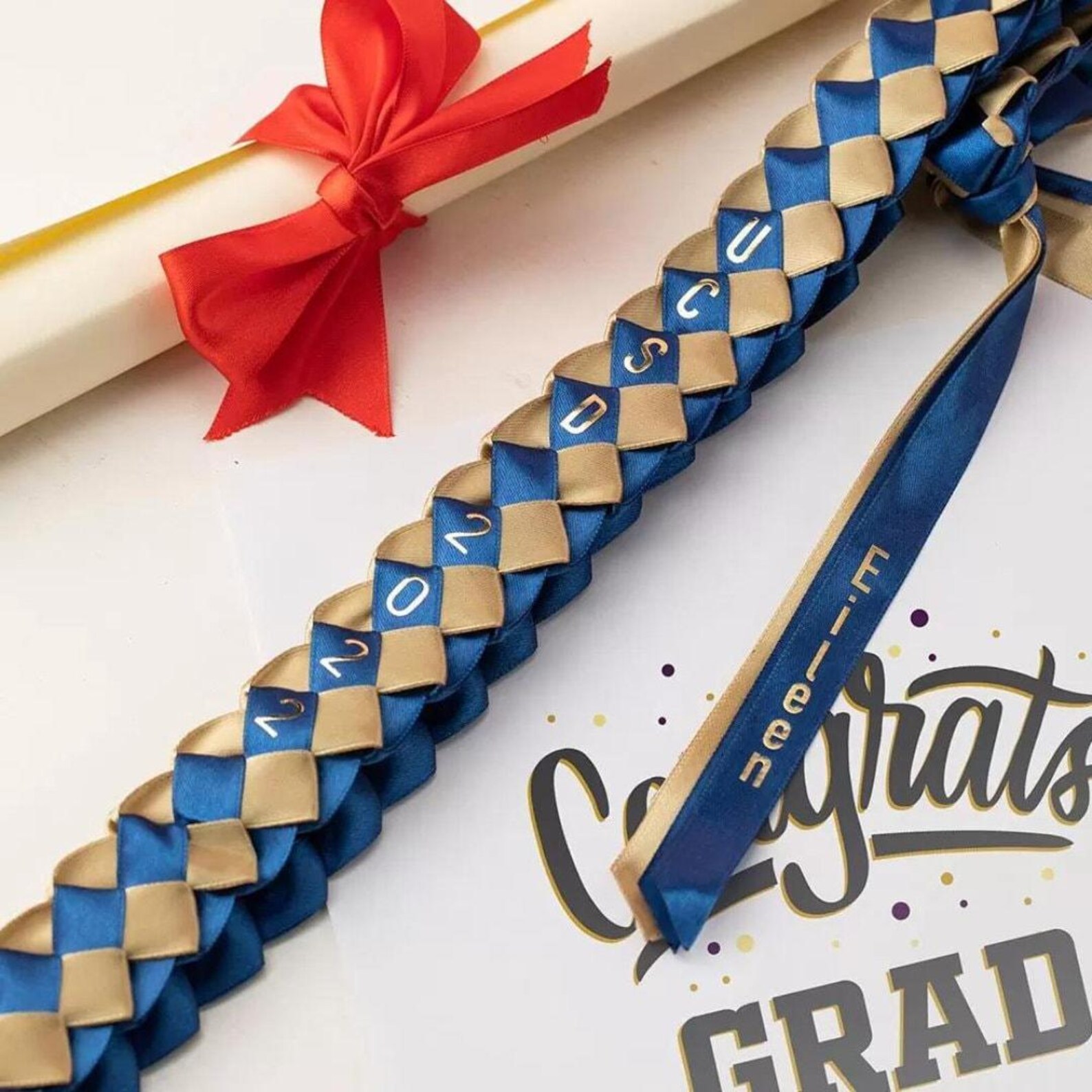 Graduation Rabon Graduation Honor Ribbon Lei With Custom Name, Senior/graduate Accessory ...