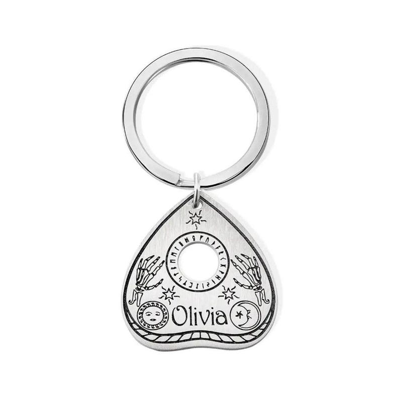 Pet ID Tag with Custom Name, Stainless Steel Ouija Planchette Pet/Cat Tag, Tiny Witchy Cat Collar Charm, Spiritual Cat Owner Gift image 5