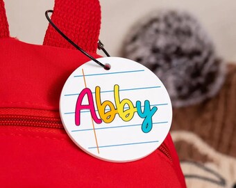 Étiquette personnalisée pour sac à dos enfant pour école (lot de 2), étiquette nominative personnalisée pour sac à dos pour enfant, étiquette nominative pour la rentrée scolaire, cadeaux de rentrée